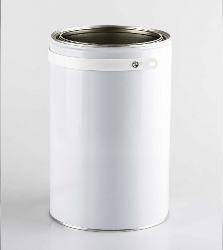 Barattolo cilindrico in metallo Ø 172 mm con manico in plastica